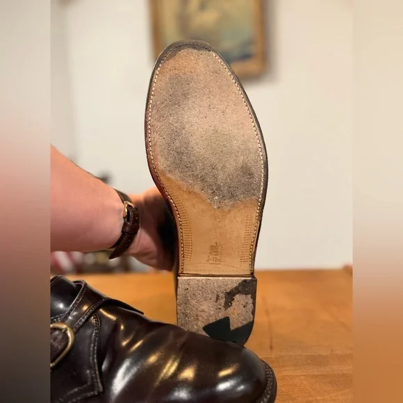 ALDEN Shell Cordovan Plain Toe Monk Strap Dress Shoes | Size 10.5 - Picture 6 of 11